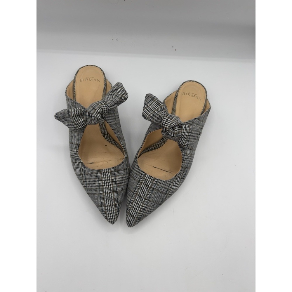 Alexandre Birman Plaid Evelyn Bow Flats Pointed Toe‎ 37.5 Gray Career